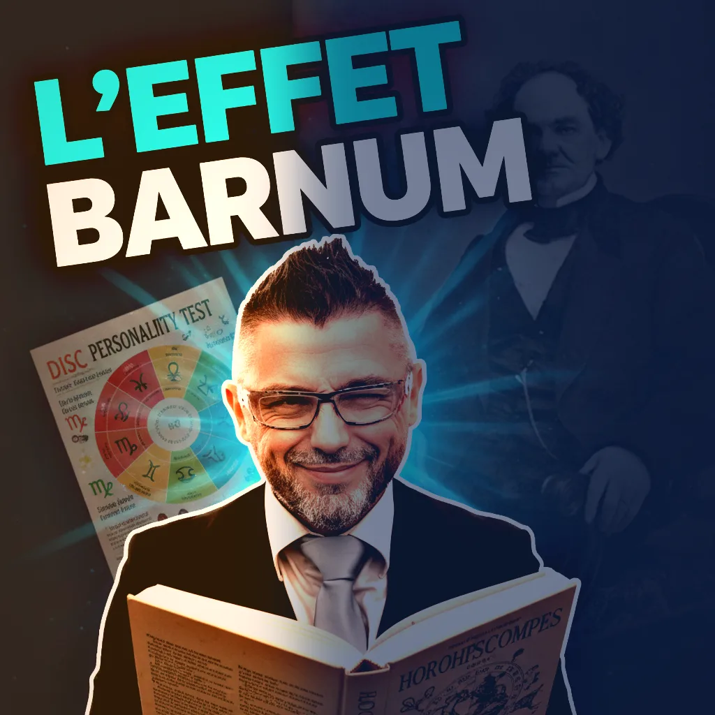 Calix, conférencier mentaliste, face au portrait de P.T. Barnum